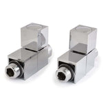 DRS Cubex Straight Square Radiator Valves - Chrome