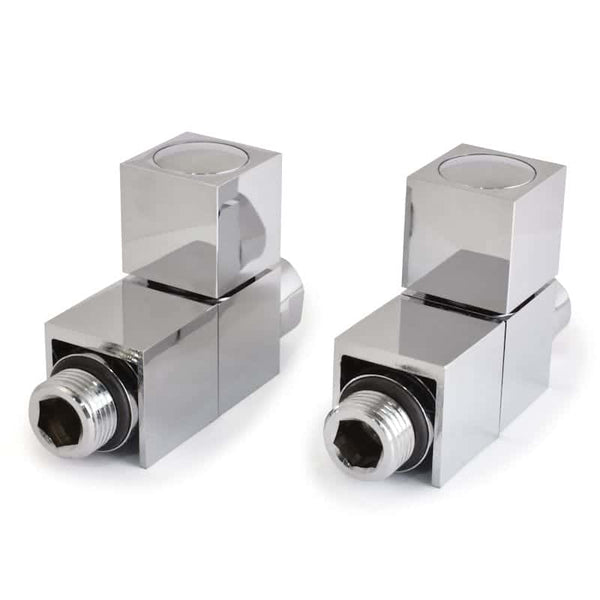 DRS Cubex Straight Square Radiator Valves: Chrome