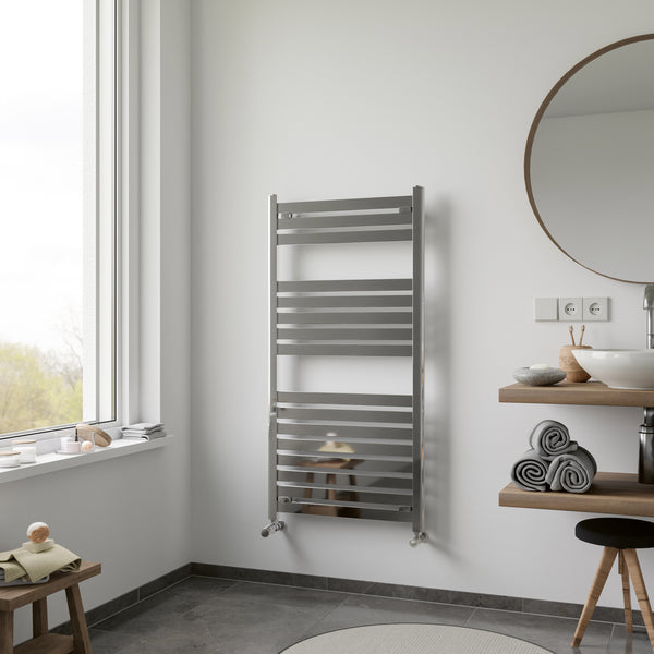 Eucotherm Flare Chrome Flat Panel Steel Designer Vertical Radiator