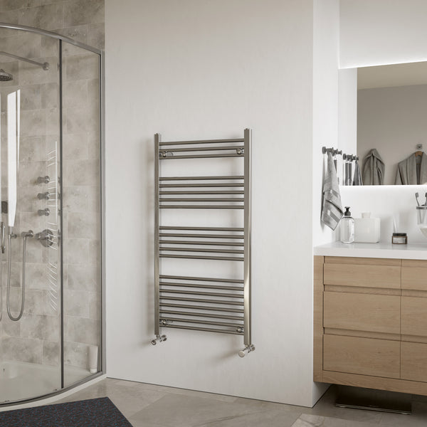 Eucotherm Luna Chrome Steel Designer Horizontal Towel Radiator