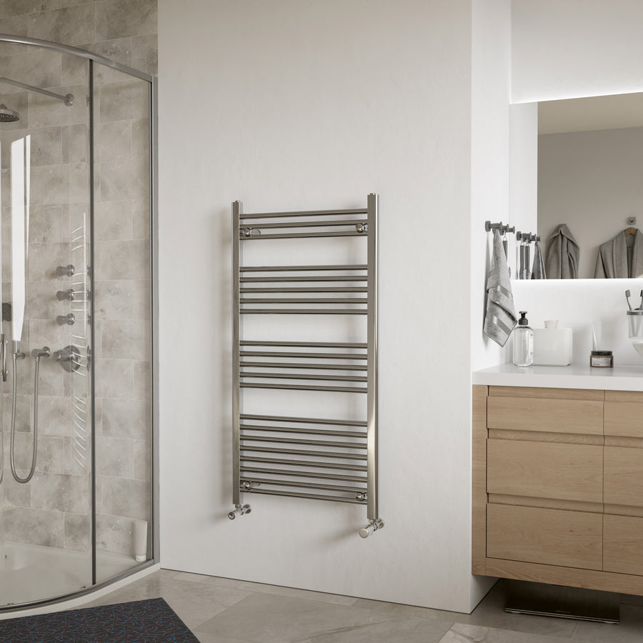 Eucotherm Luna Chrome Steel Designer Horizontal Towel Radiator