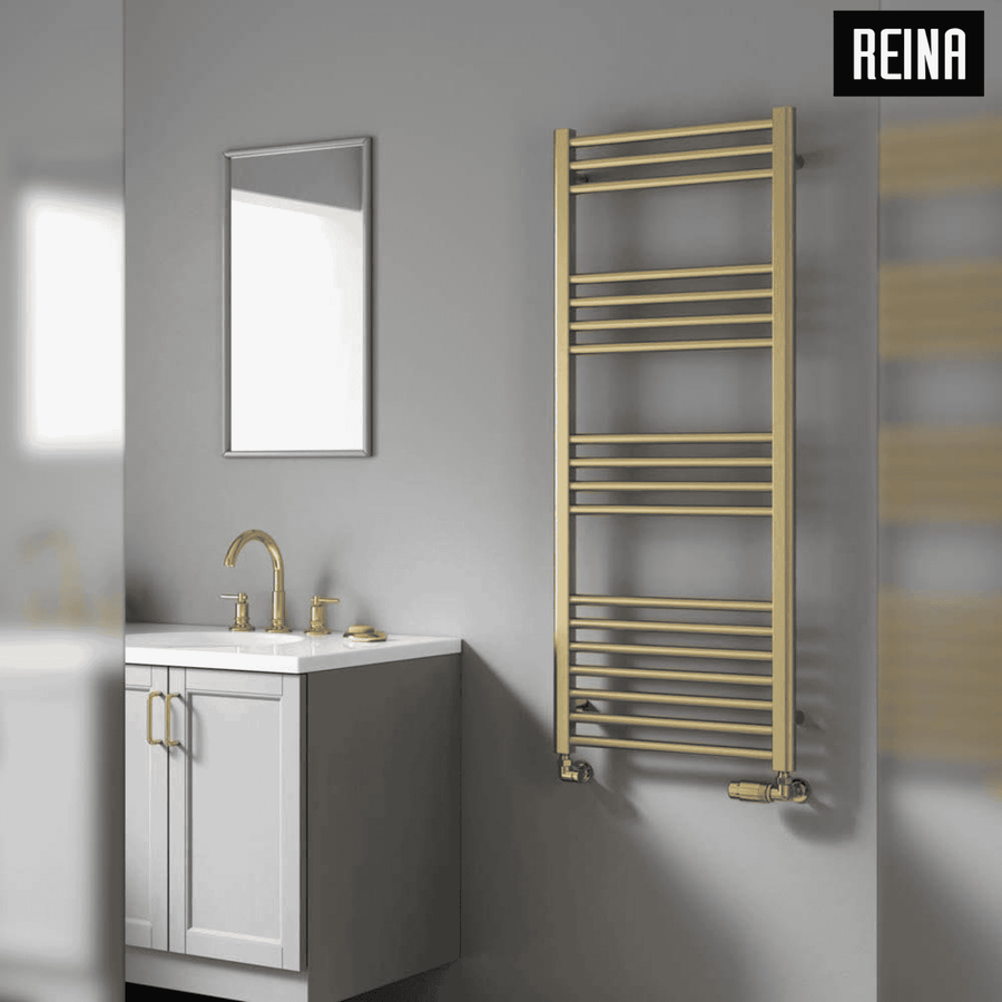 Reina Ottone Designer Brushed Brass Towel Rail