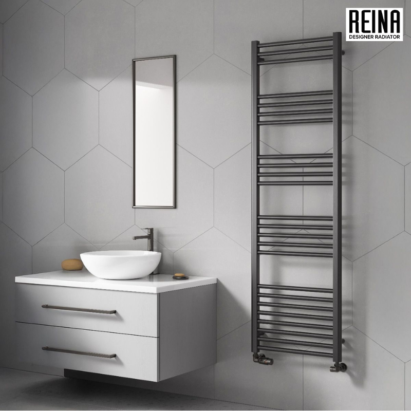 Reina Ottone Designer Gunmetal Brushed Towel Radiator