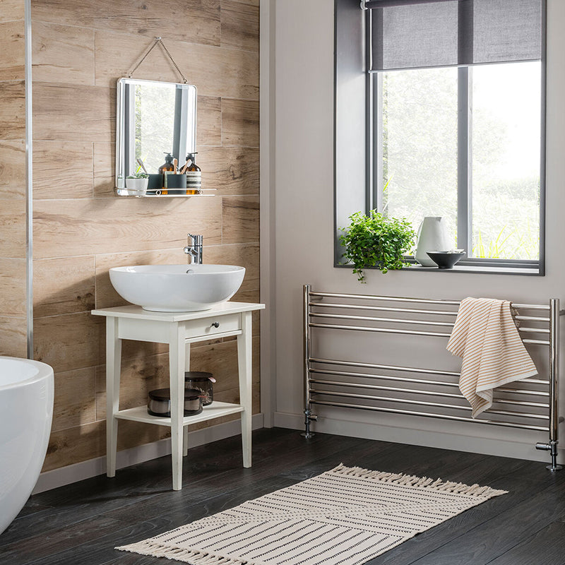 Vogue Pearl Polished Steel Designer Horizontal Towel Radiator
