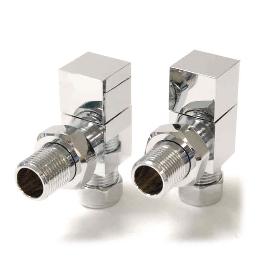 DRS Bloc Angled Square Radiator Valves - Chrome