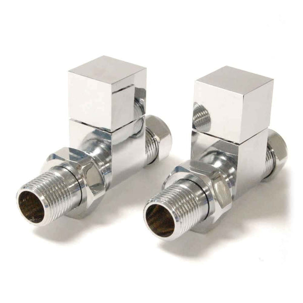 DRS Bloc Straight Square Radiator Valves: Chrome