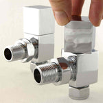 DRS Cubex Angled Square Radiator Valves - Chrome Pair