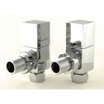 DRS Cubex Angled Square Radiator Valves - Chrome Pair