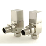 DRS Cubex Square Angled Radiator Valves - Satin Nickel