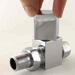 DRS Cubex Square Straight Radiator Valves - Chrome Pair