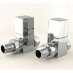 DRS Cubex Square Straight Radiator Valves - Chrome Pair