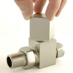 DRS Cubex Square Straight Radiator Valves - Satin Nickel