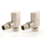 DRS Ellipse Oval Angled Manual Radiator Valve - Satin Nickel