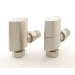 DRS Ellipse Oval Angled Manual Radiator Valve - Satin Nickel