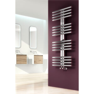 A sleek and stylish stainless steel radiator adds a modern touch to any living space