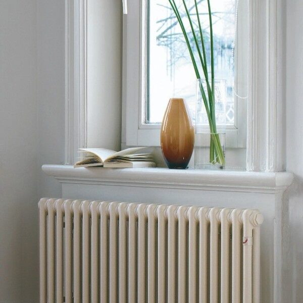 zender rad charleston traditional DRS radiator in white under window
