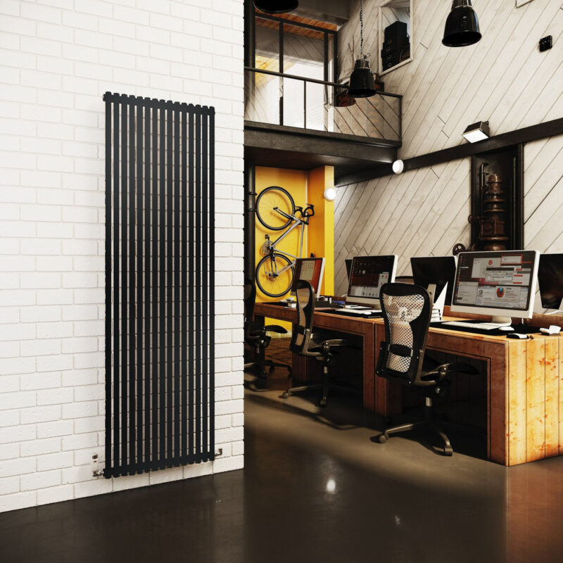 DQ Vulcano Double Vertical DRS radiator in black