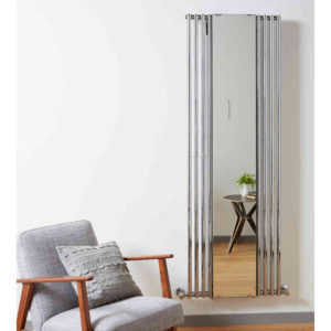 Vogue Vision Mirrored Designer Radiator Radiator with white knitted premium cover styling a living room Decorative radiator cover adds flair while protecting walls and individuals Custom designer radiator covers to match any decors